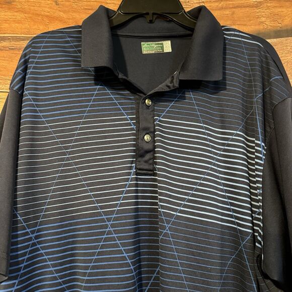 Ben Hogan Performance Men's Polo Shirt Blue Striped Short Sleeve Golf Top XXL - Picture 2 of 7